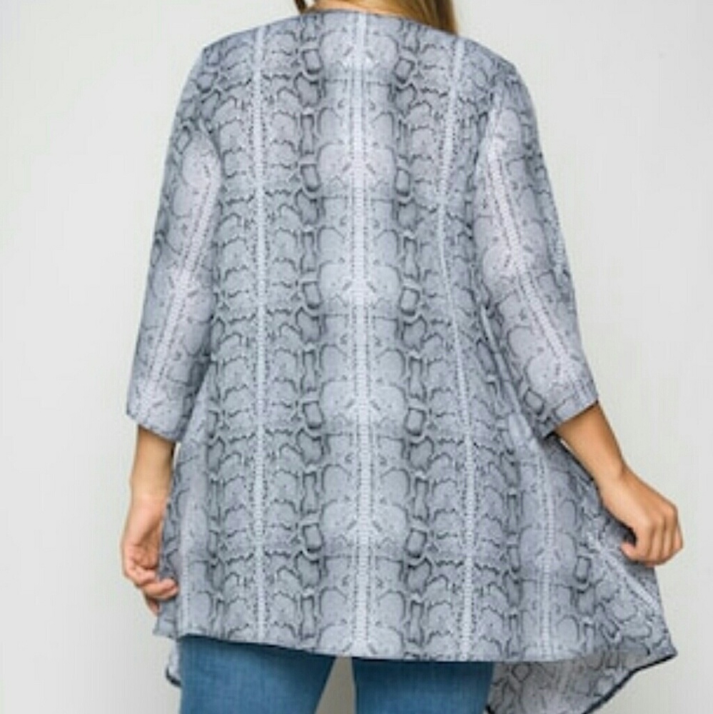 Grey snake print Kimono PLUS size - Picture 4 of 5